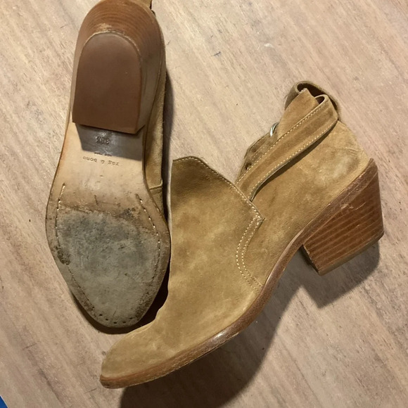 Rag & Bone Camel Short Leather Casual Ankle Boots with Buckle - Picture 3 of 3